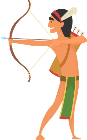 Native American Man with Bow  Illustration