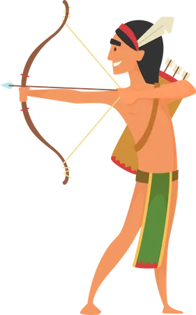 Native American Man with Bow  Illustration