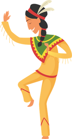 Native american woman dancing Illustration