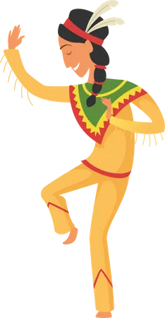 Native american woman dancing Illustration