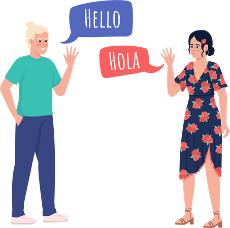 Native speakers exchanging greetings Illustration