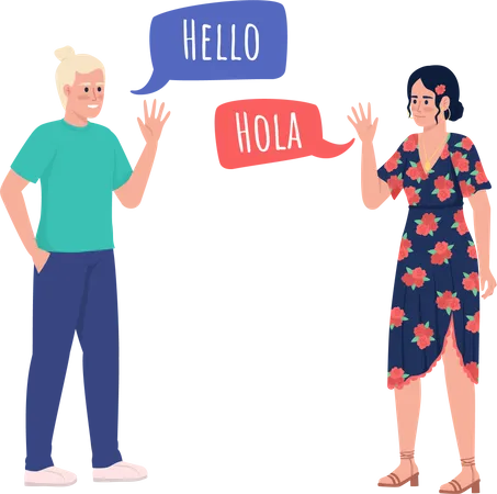 Native speakers exchanging greetings Illustration
