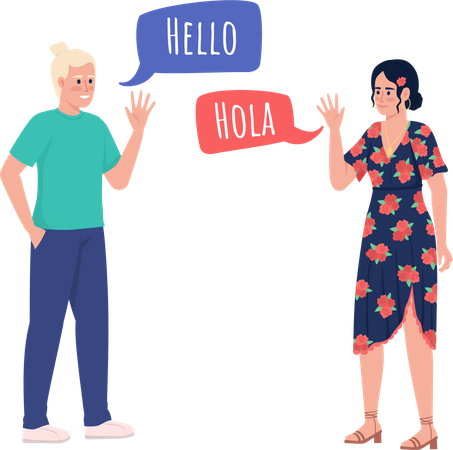 Native speakers exchanging greetings  Illustration