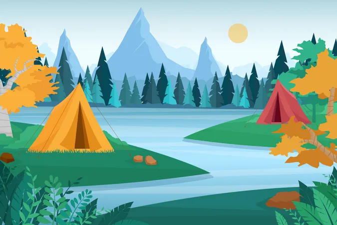 Natur Abenteuer Camping  Illustration