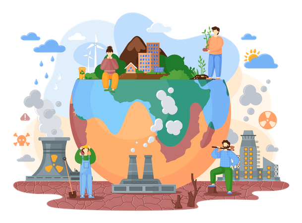 Natur, Umwelt, Gefahr, Wandel, Klima  Illustration