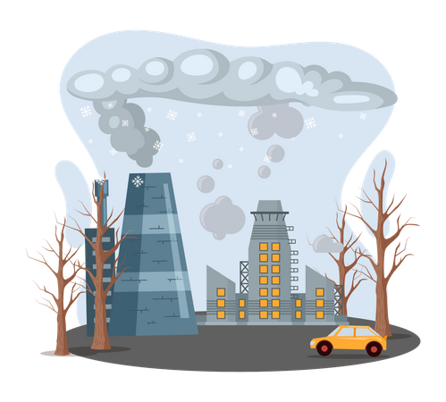Natural disaster caused due to industries  Illustration