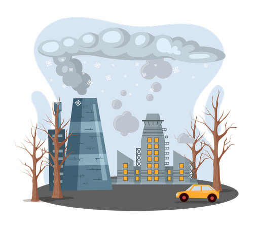 Natural disaster caused due to industries  Illustration