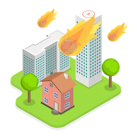 3 D Isometric Flat Vector Illustration Of Climate Change Natural Disasters Set Item 5 イラスト