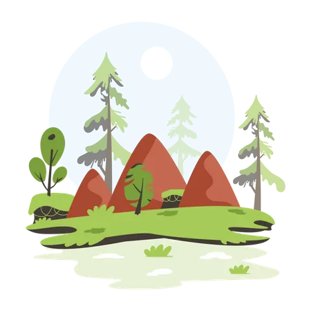 Well Crafted Flat Illustration Of Forest Illustration