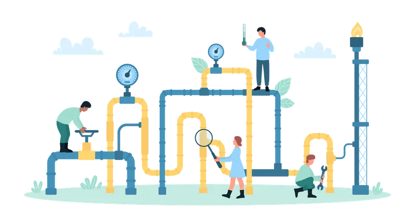 Natural liquefied gas pipeline inspection  Illustration