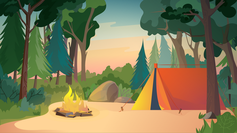 Camping de aventura en la naturaleza  Ilustración