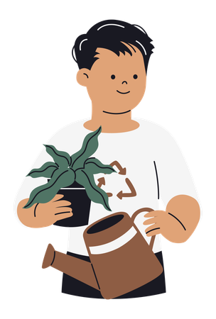 Nature Conservationist holding plant  Illustration