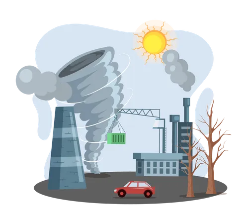 Naturkatastrophen aufgrund hoher Kohlenstoffemissionen  Illustration