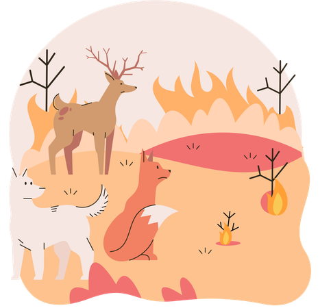 Naturkatastrophenkomposition mit Vogel  Illustration
