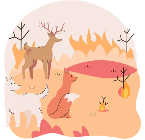 Naturkatastrophenkomposition mit Vogel  Illustration