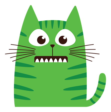 Naughty Cat With Afraid Face  Illustration