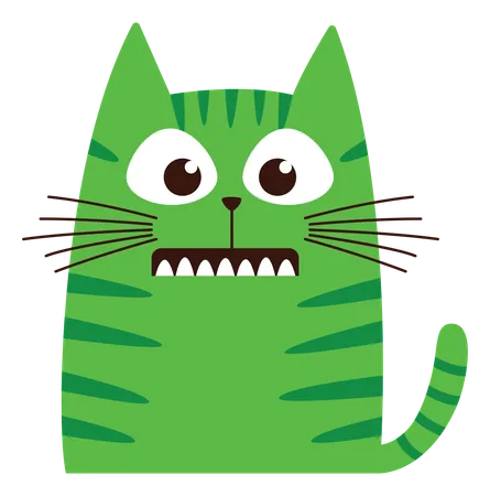 Naughty Cat With Afraid Face  Illustration