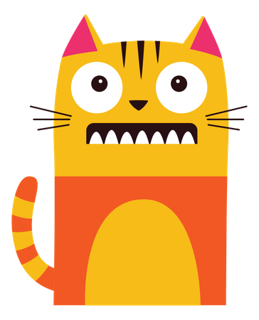 Naughty Cat With Afraid Face  Illustration