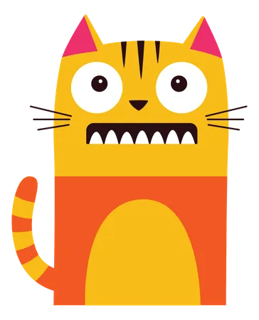 Naughty Cat With Afraid Face  Illustration