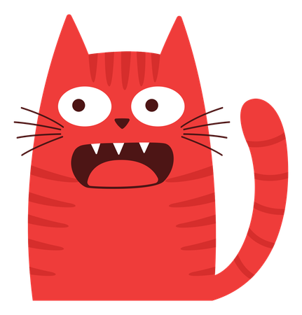 Naughty Cat With Screaming Shock Face  Illustration