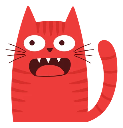 Naughty Cat With Screaming Shock Face  Illustration