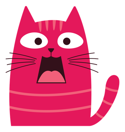 Naughty Cat With Screaming Shock Face  Illustration