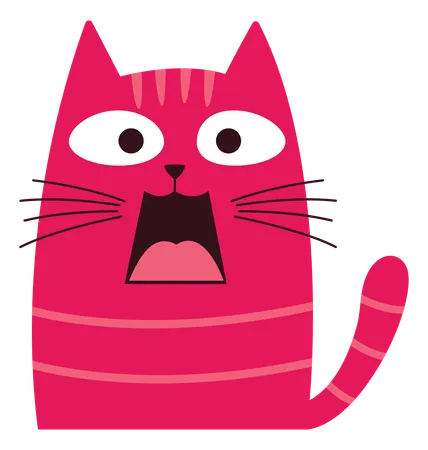 Naughty Cat With Screaming Shock Face  Illustration