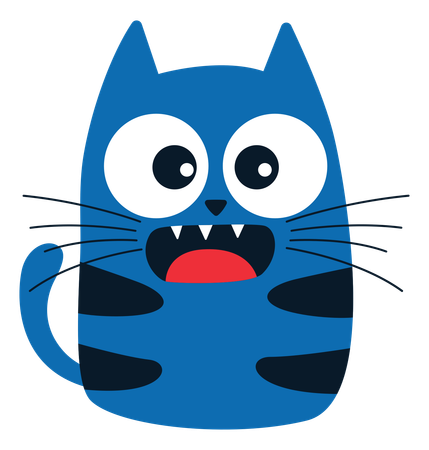 Naughty Cat With Screaming Shock Face  Illustration