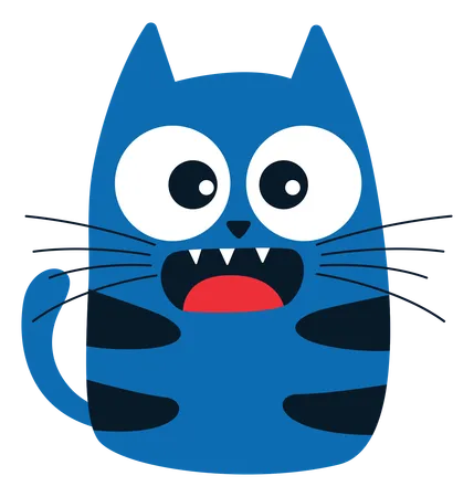 Naughty Cat With Screaming Shock Face  Illustration