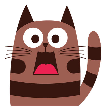 Naughty Cat With Screaming Shock Face  Illustration