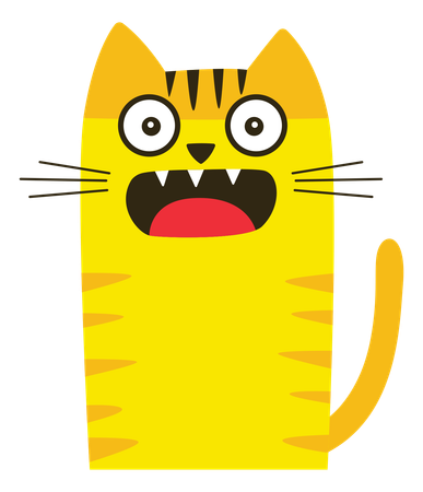 Naughty Cat With Screaming Shock Face  Illustration