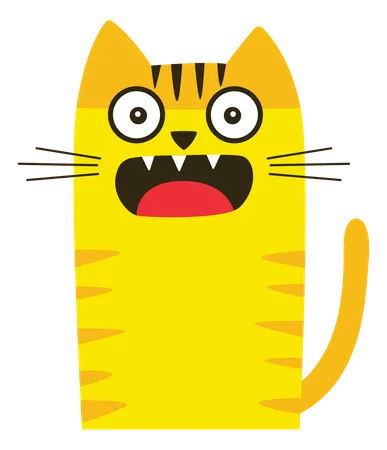 Naughty Cat With Screaming Shock Face  Illustration