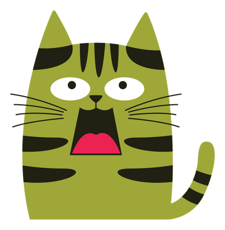 Naughty Cat With Screaming Shock Face  Illustration