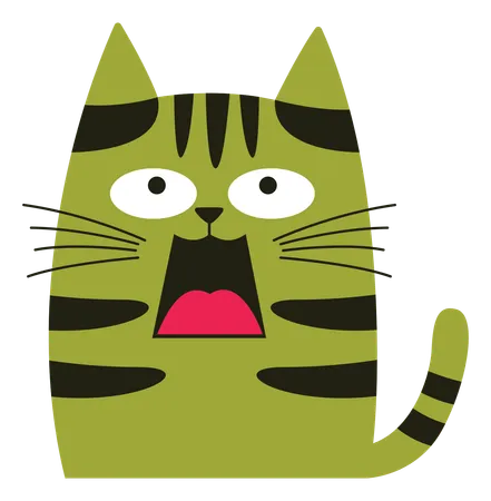 Naughty Cat With Screaming Shock Face  Illustration