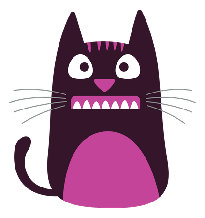 Naughty Cat With Smile Face  Illustration