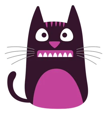 Naughty Cat With Smile Face  Illustration