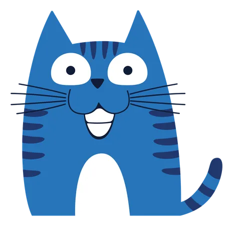 Naughty Cat With Smile Face  Illustration