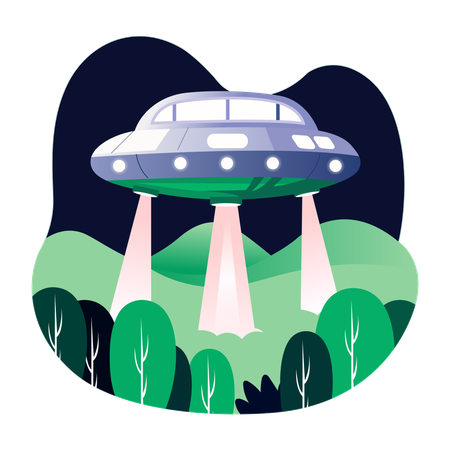 Nave extraterrestre llegando a la Tierra  Ilustración