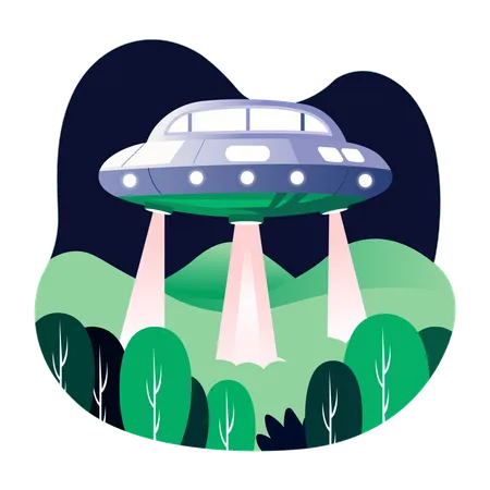 Nave extraterrestre llegando a la Tierra  Ilustración