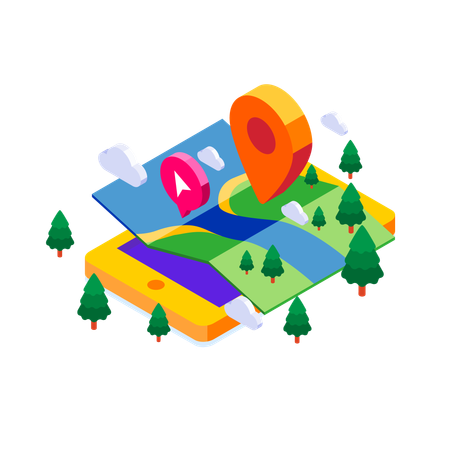 Navegação de mapa digital  Ilustração