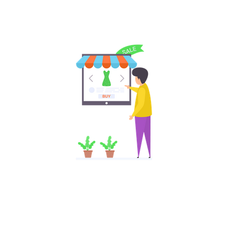 Navegar por un mercado  Ilustración