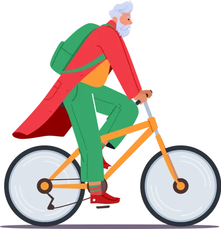 Navidad Papá Noel montando bicicleta  Ilustración