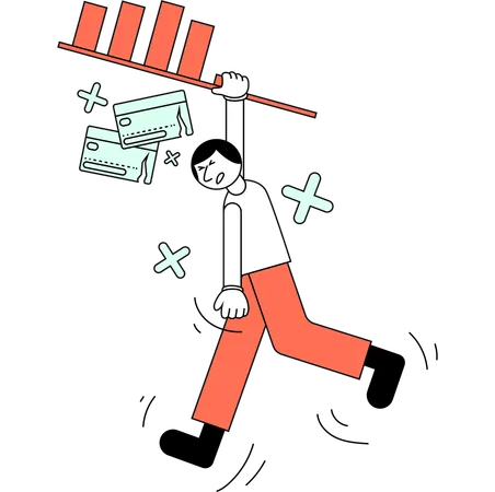 A Figure Struggles To Hold Onto A Bar With Financial Symbols Illustrating The Challenges And Volatility In Financial Markets And The Importance Of Resilience Illustration