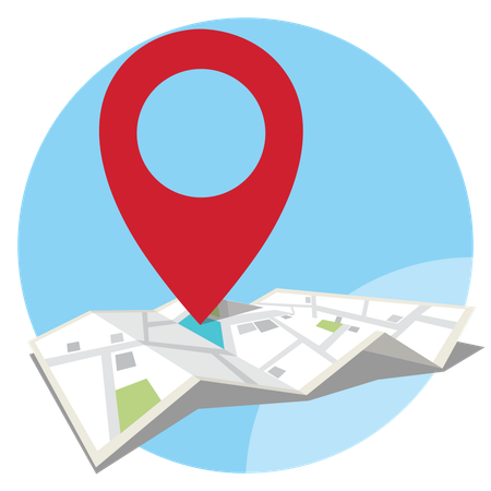 Navigator pin red color mock up with map on white background  Illustration