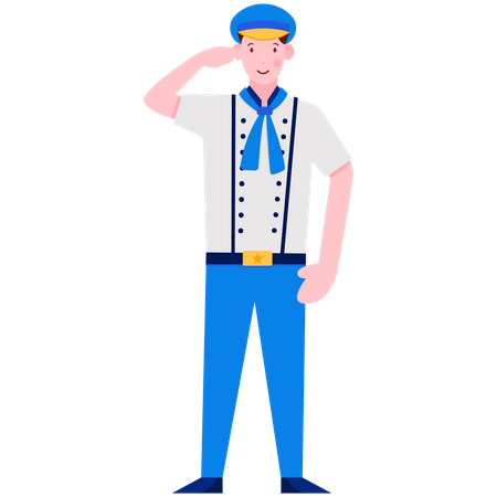 Navy Officer Saluting  Illustration