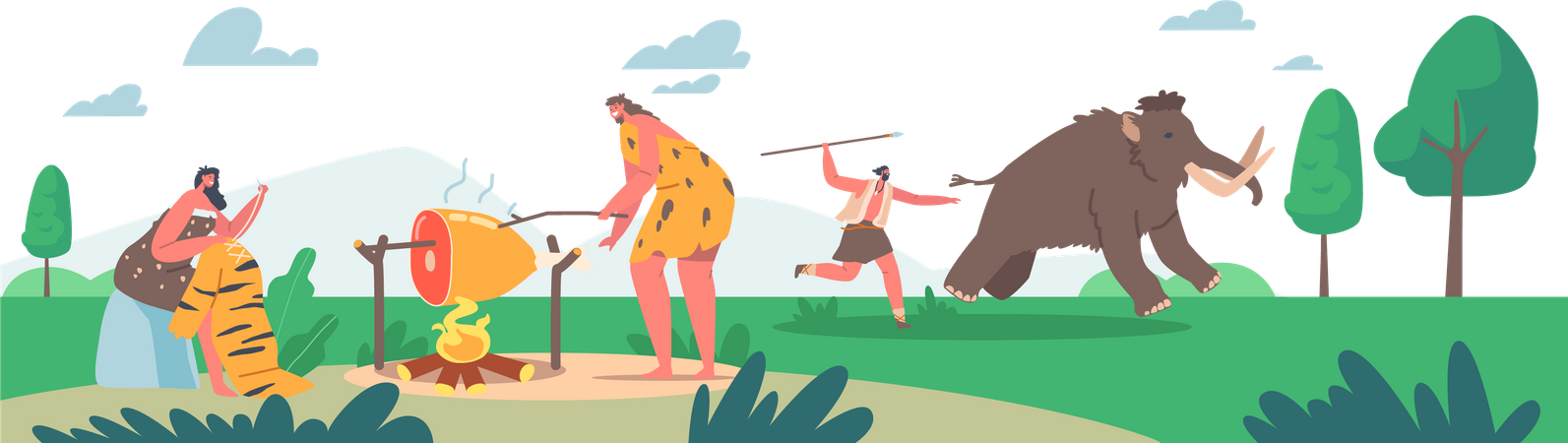 Neanderthal Lifestyle  Illustration