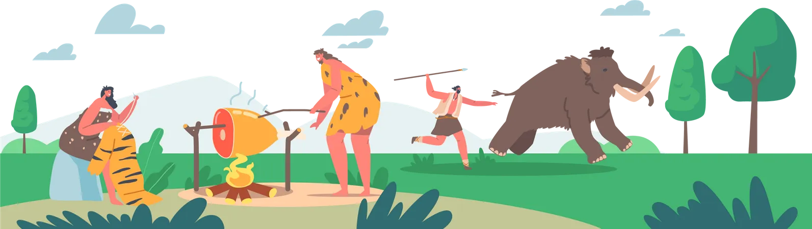 Neanderthal Lifestyle  Illustration