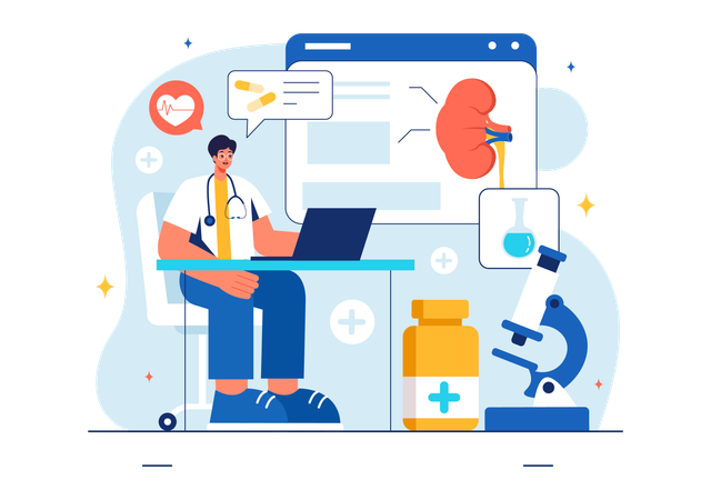 Nefrologista pesquisa sobre doença renal  Illustration