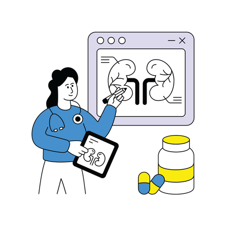 El nefrólogo explica las nefronas renales  Illustration