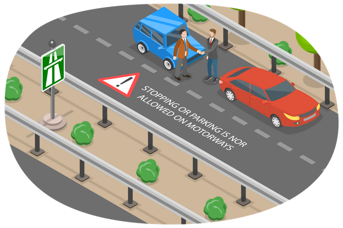 Denegación de estacionamiento en carretera  Ilustración